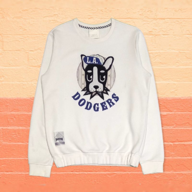 sweater crewneck MLB Dodgers putih brand PL