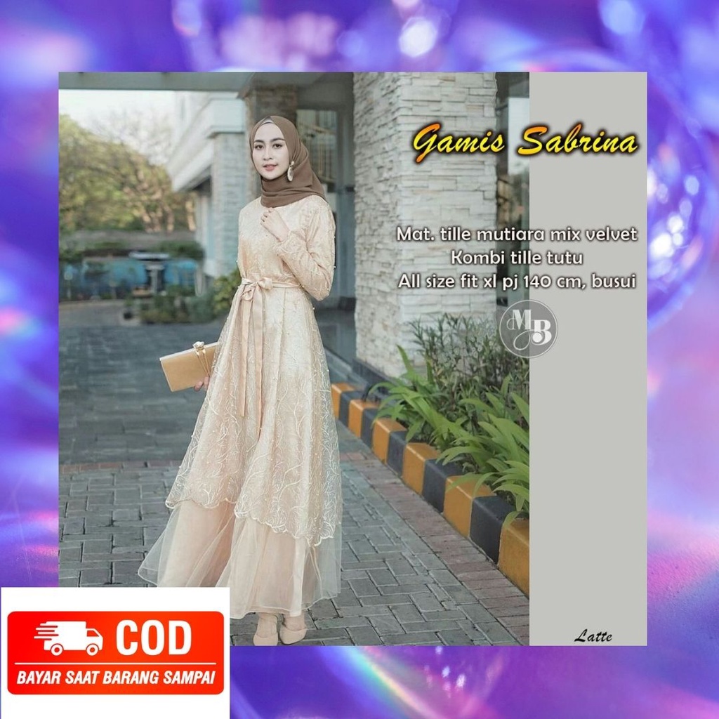 Gamis Sabrina Muslim Syar'i Brokat Cantik Elegan Tunangan Wisuda Kondangan Busui Pesta Mewah Terlari