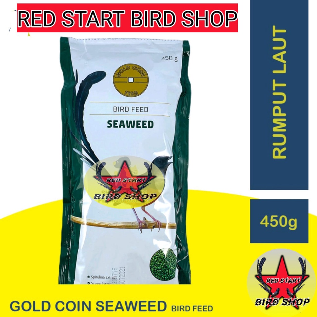 GOLD COIN SEAWEED RUMPUT LAUT 450 GR - VOER PAKAN MAKANAN HARIAN BURUNG MURAI ANIS KACER CUCAK JALAK