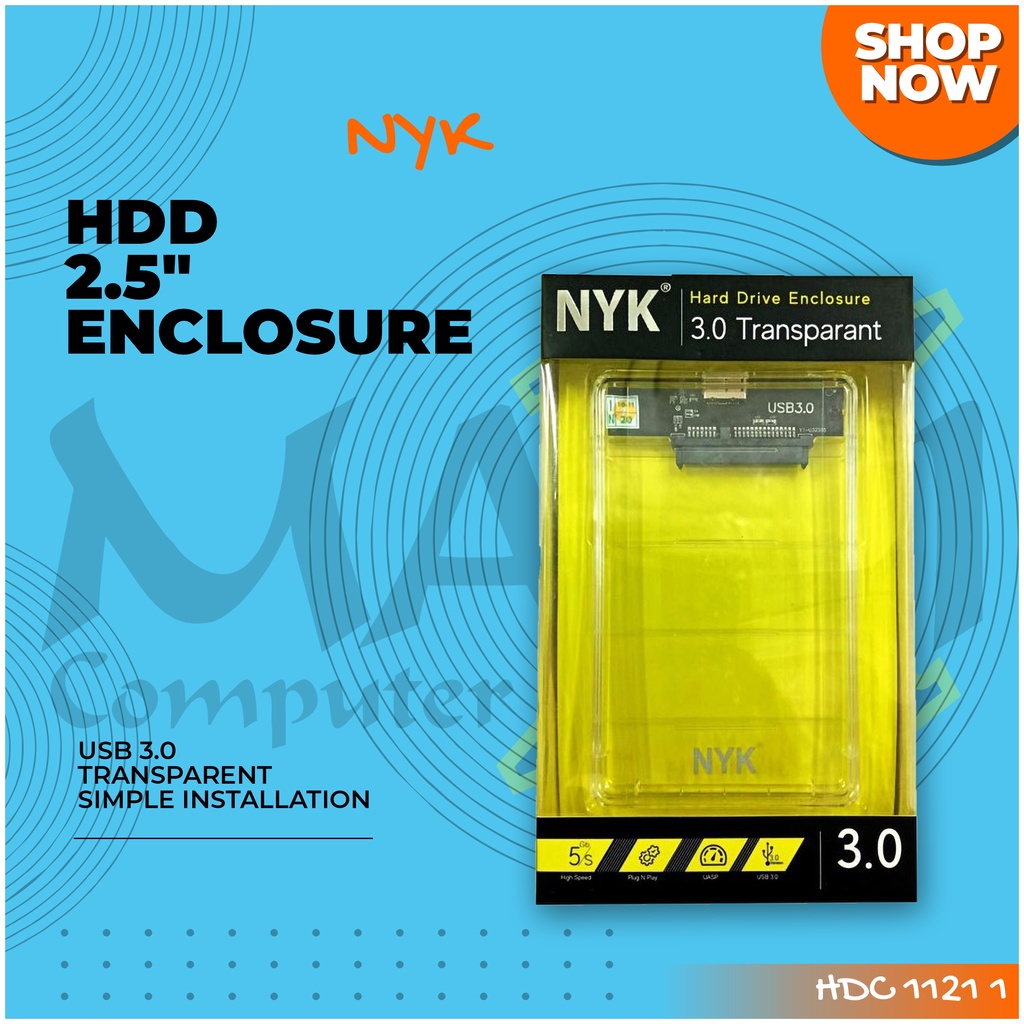 NYK Transparan 2.5 Inch SATA USB 3.0 Hard Drive Enclosure HDD SSD Case