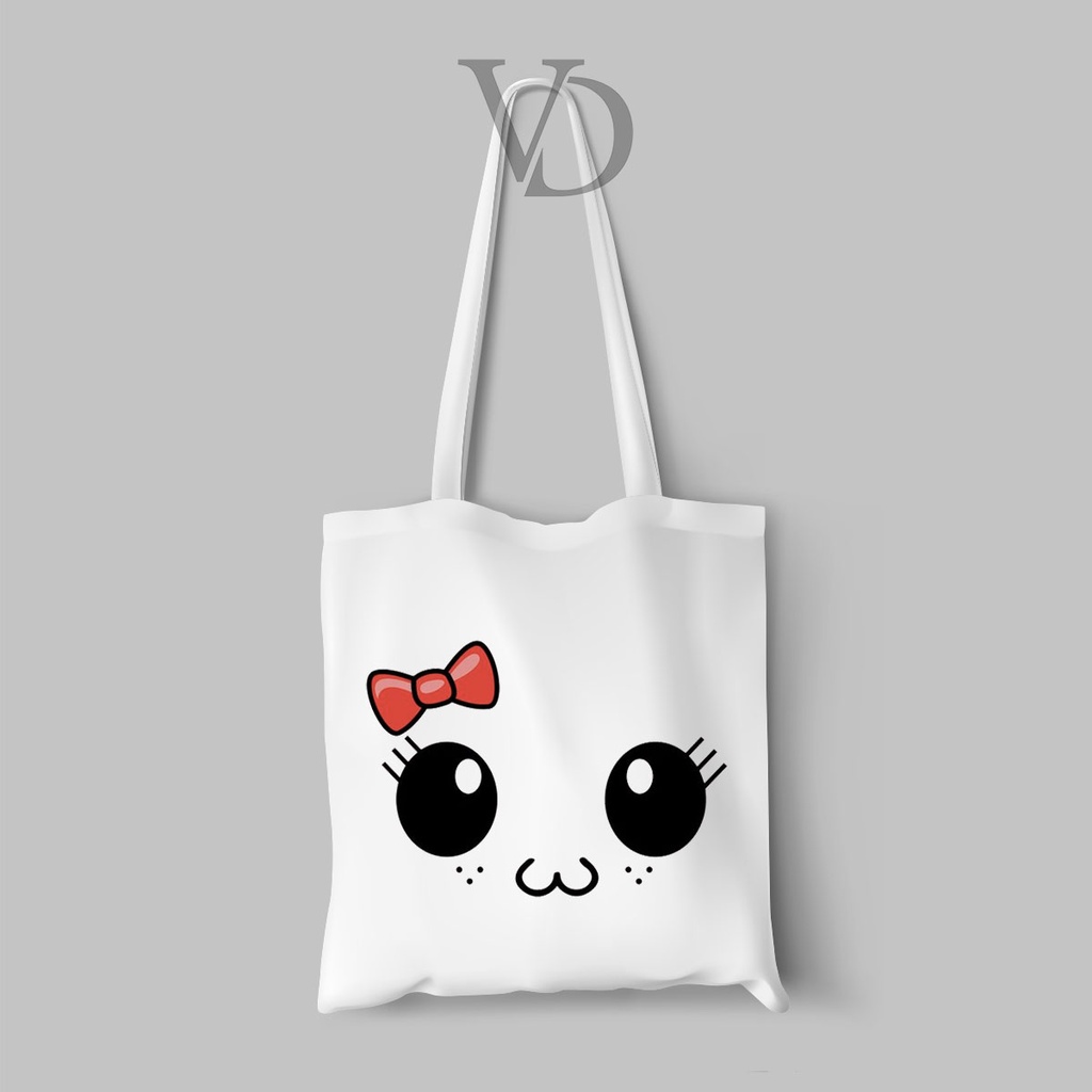 tote bag kanvas gambar mata aestetic / tas belanja lucu