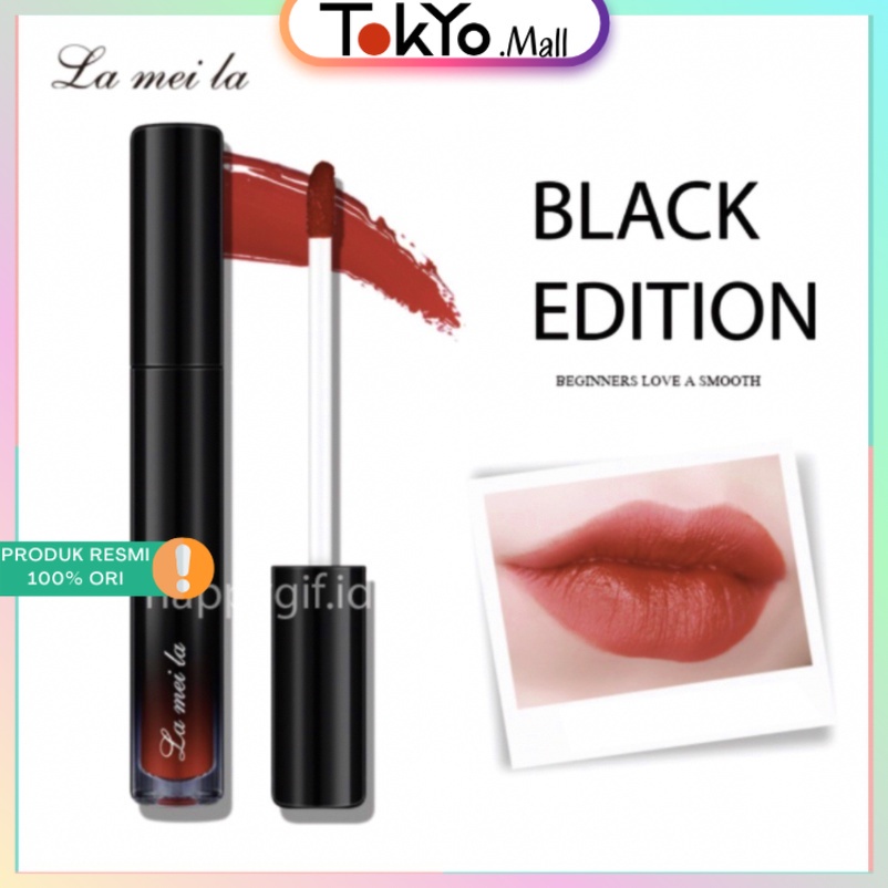 LAMEILA BLACK EDITION Lip Gloss Pelembab Lip Glaze Lipstik Cair Silky Misty Cair Liquid Dengan Refil