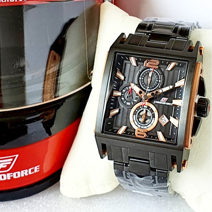 Jam Tangan Pria Chronoforce Original C5312M Stainless Steel Hitam Rosegold