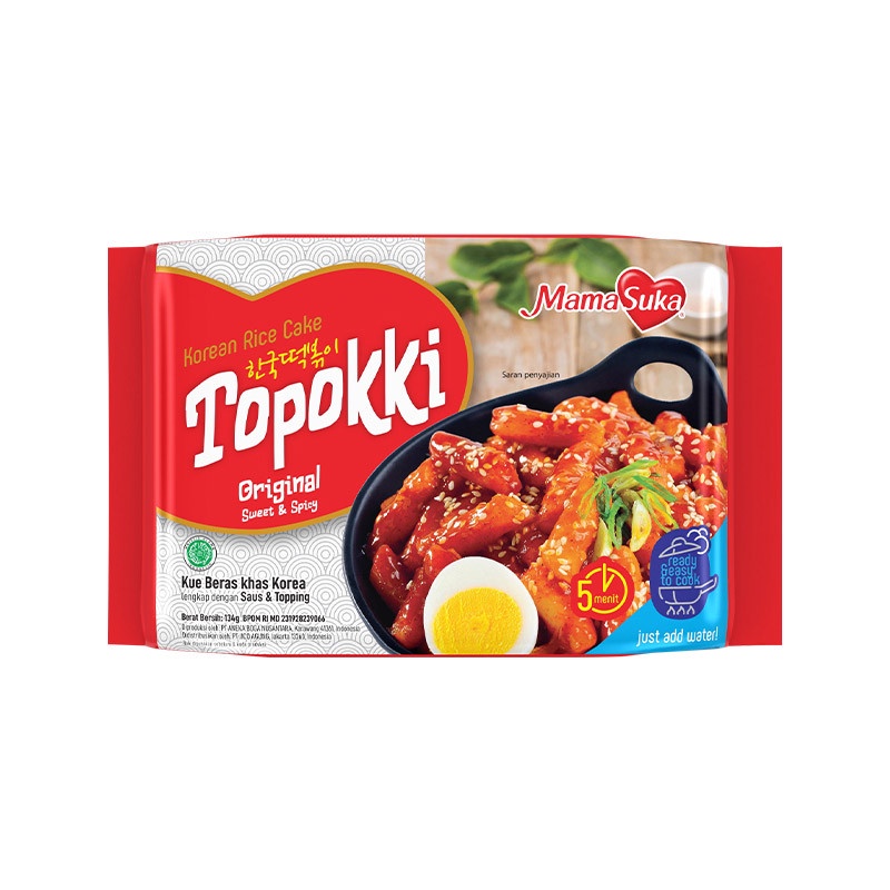 MamaSuka Topokki Instan 134gr | Korea Rice Cake | Toppoki HALAL Topoki | Mama Suka