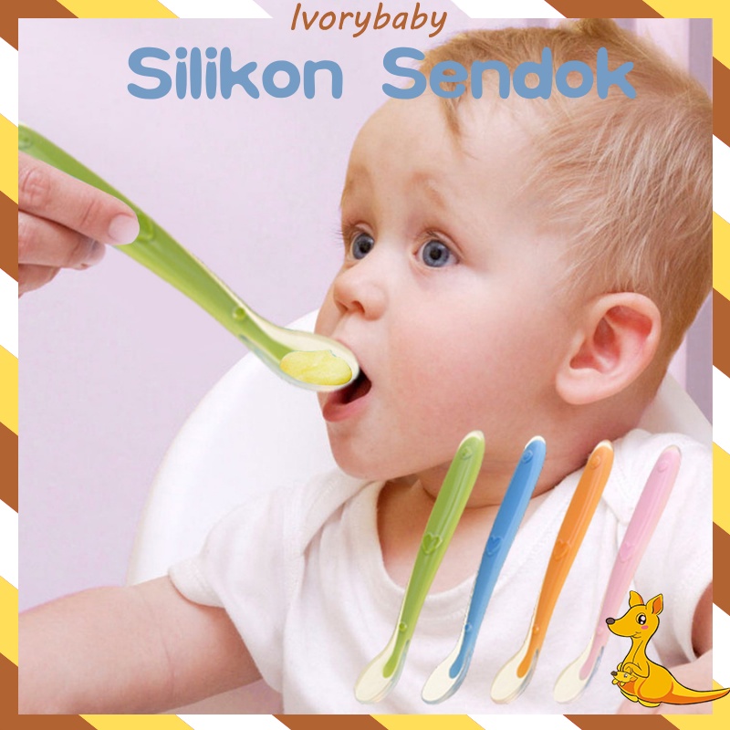 Ivorybaby Peralatan makan bayi sendok silikon BPA free sendok bayi