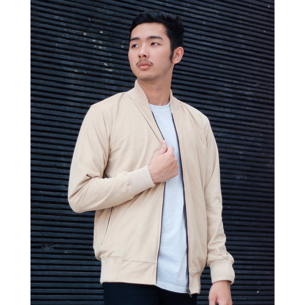 cream suede bomber jacket