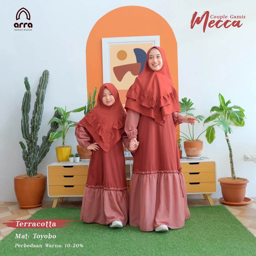 Sarimbit Keluarga 2023 Arra Mecca Terracotta Baju Couple Keluarga Lebaran 2023