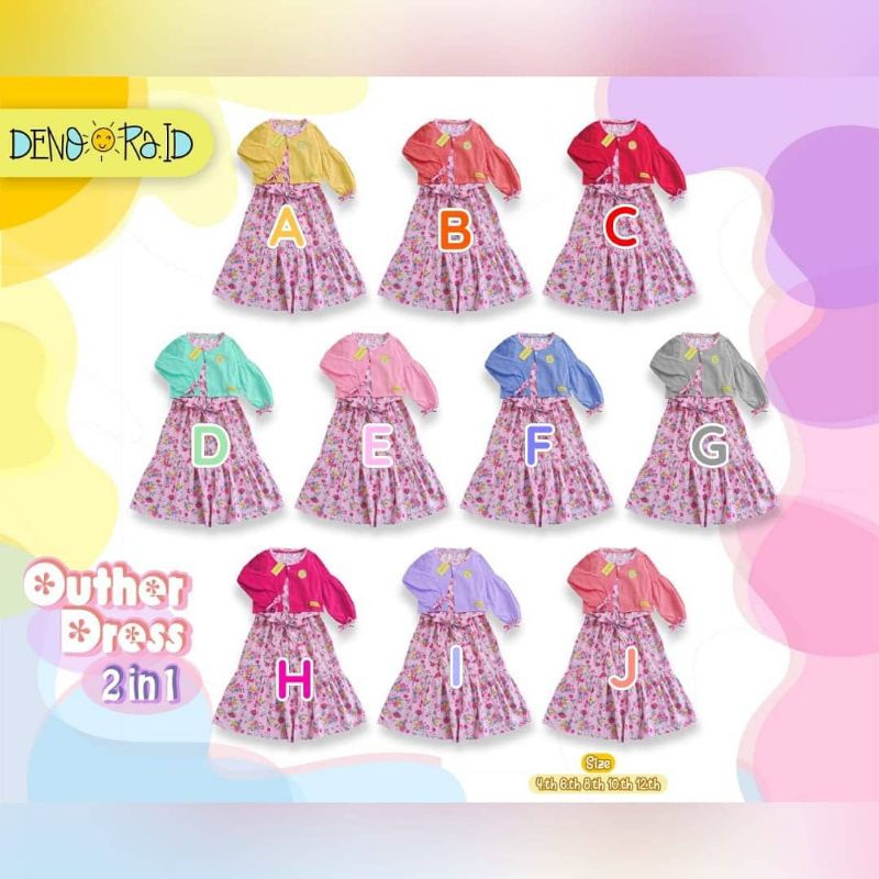 dress outher 2 in 1 denora untuk anak perempuan