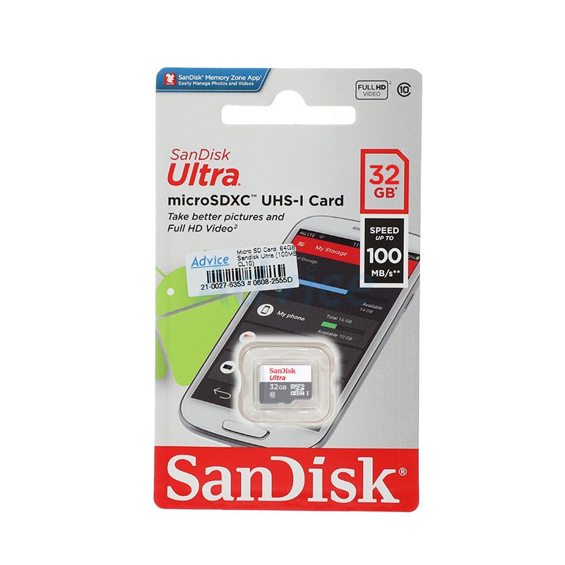 SanDisk Ultra microSDHC Card UHS-I Class 10 (100MB/s) 32GB