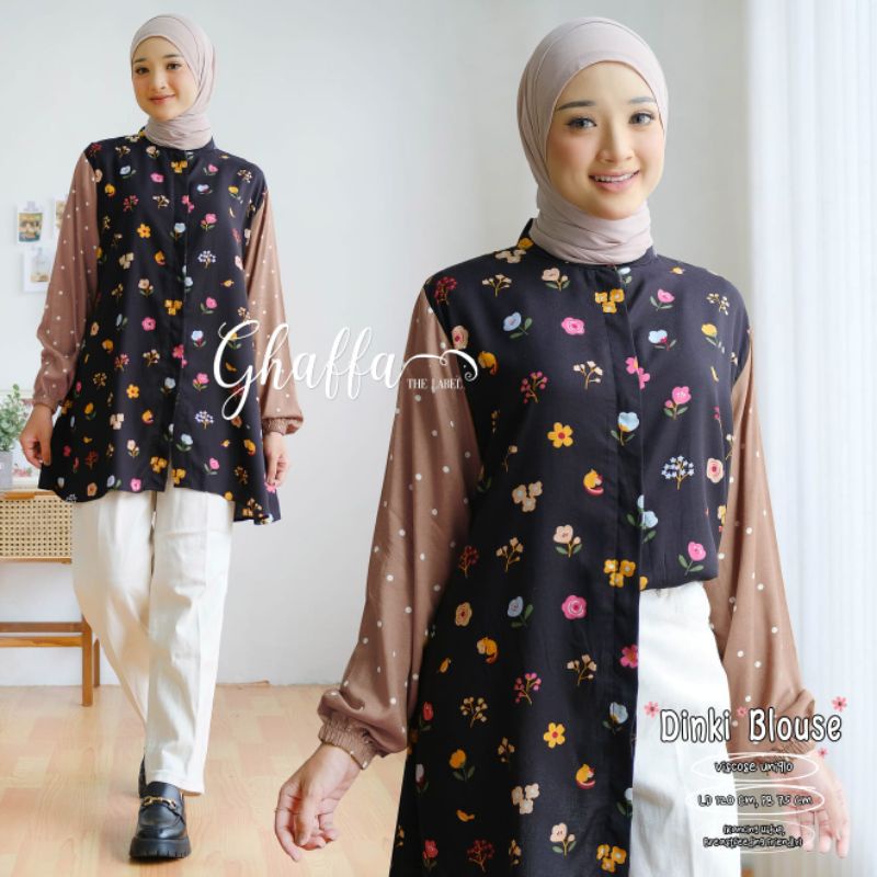 DINKI OVERSIZE BY GHAFFA THE LABEL (BLOUSE MOTIF) Blouse oversize muslimah modern rekomended