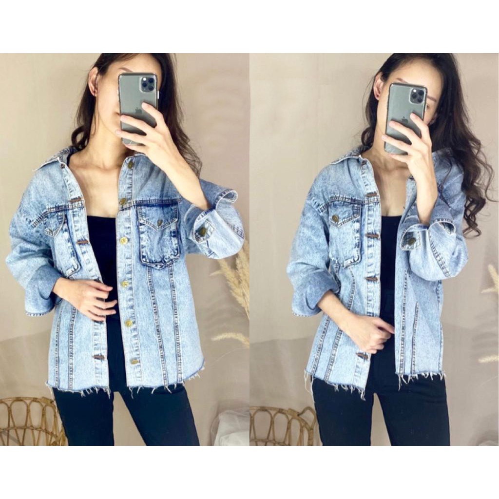 Dream Jaket Jeans Kekinian Jeket Denim Outer Levis Cewek Outwear Wanita Outerwear Jins Cewe Remaja H