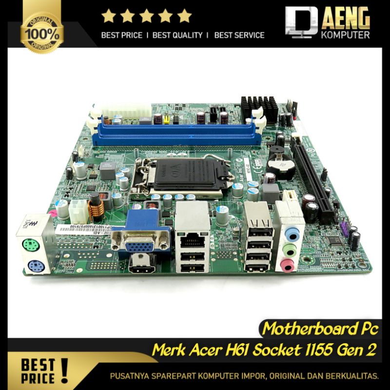 Motherboard Mainboard Mobo ddr3 Intel Pc Acer H61 1155 Copotan Built Up Original Murah