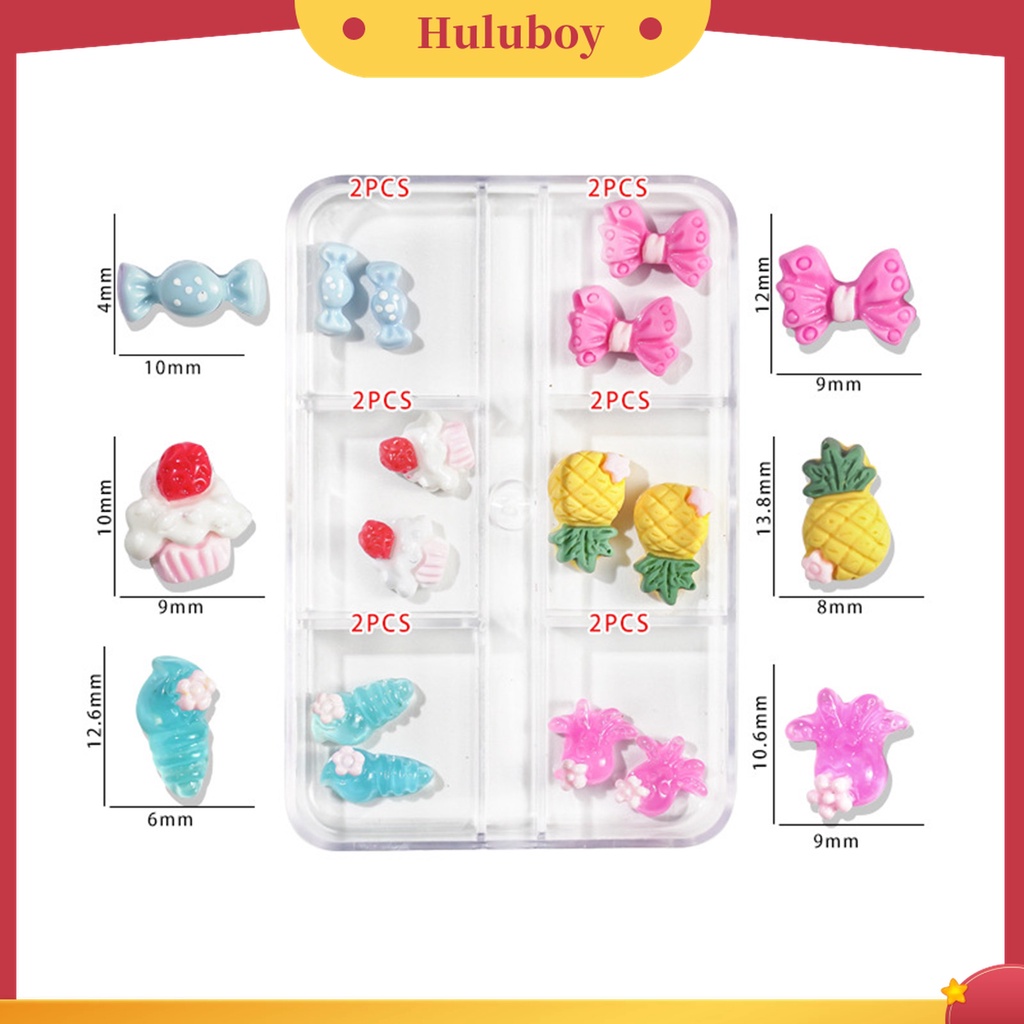 Huluboy Huluboy♡ 1 Kotak Charms 3D Bentuk Kartun Bahan Plastik Untuk Dekorasi Nail Art