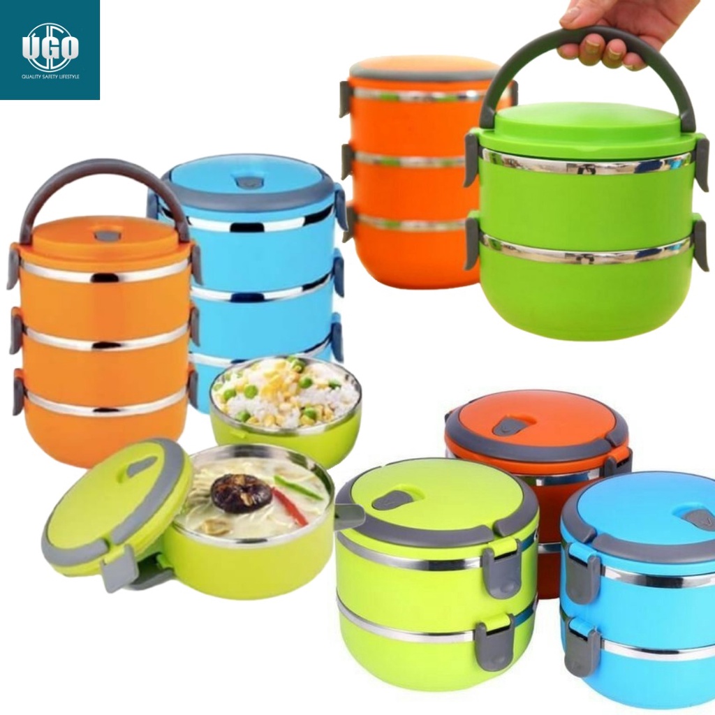 RANTANG SUSUN TEMPAT BEKAL  MAKAN SEKOLAH PIKNIK STAINLESS STEEL SUSUN ANTI TUMPAH