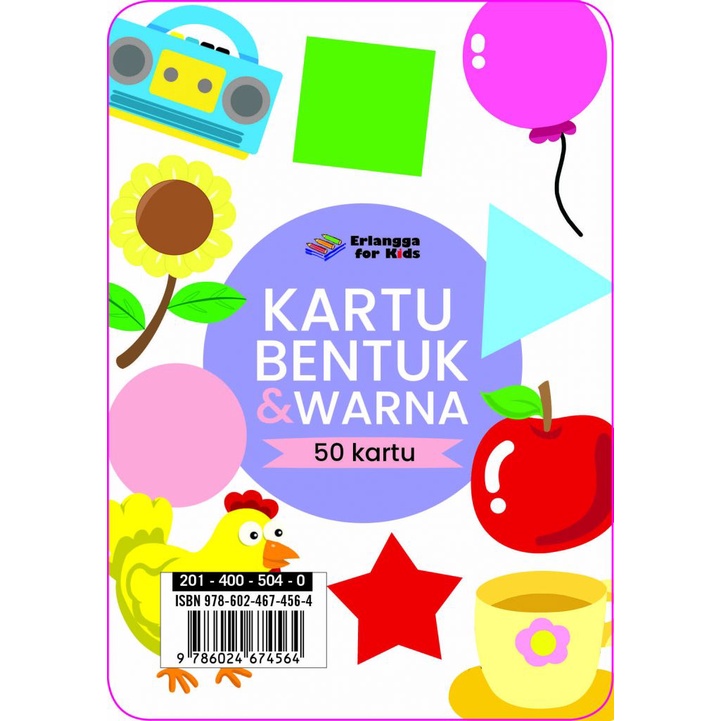 KARTU BENTUK DAN WARNA 50 KARTU ORIGINAL ERLANGGA FOR KIDS