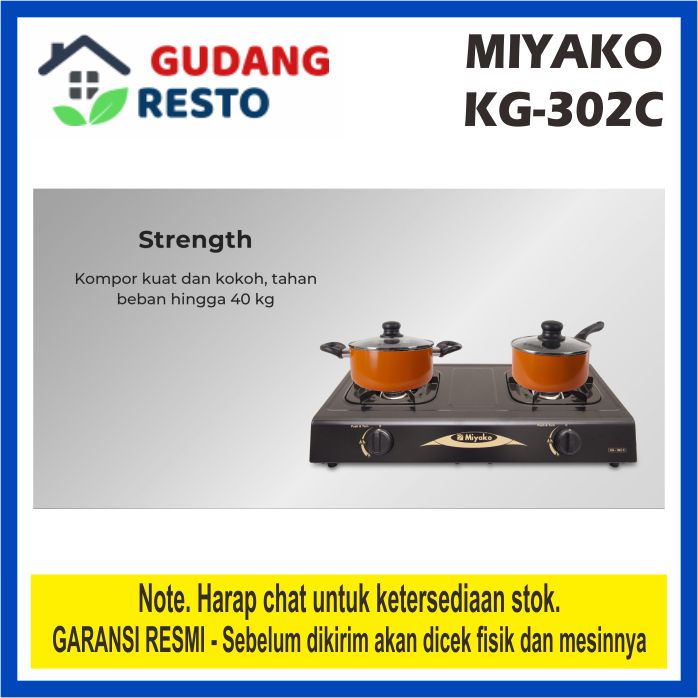 MIYAKO KG 302 C KOMPOR GAS 2 MATA / TUNGKU KG302 KG302C LPG STOVE GAS COOKER TEKANAN RENDAH GARANSI RESMI