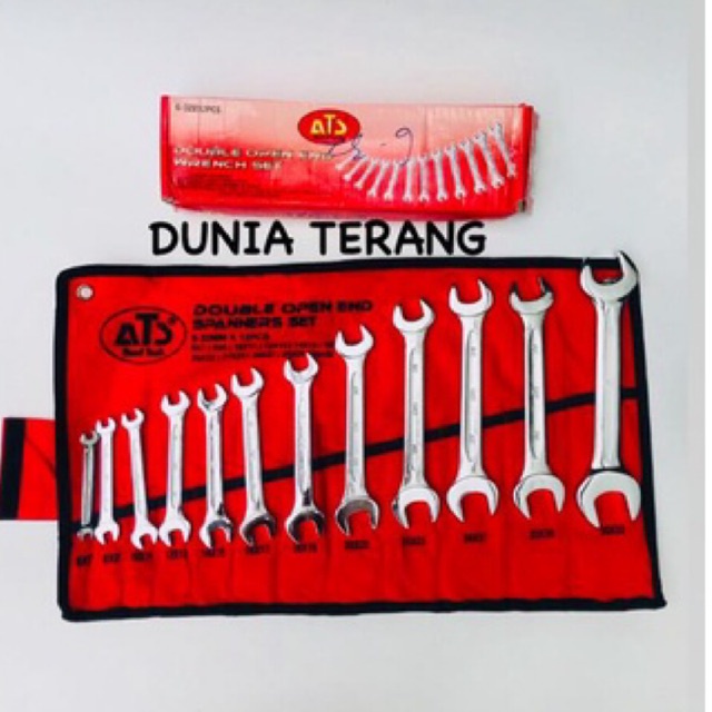 Kunci Pas Set ATS 12 pc 6-32mm - Double Open End Wrench Set 6-32x12Pcs - Kunci Pas Pas Set Lengkap ATS