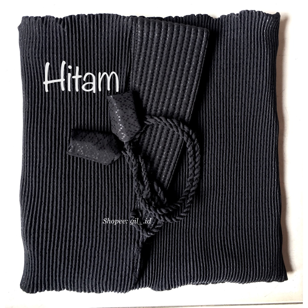 HIJAB PLISKET JERSEY SIDO ORIGINAL / BERGO INSTAN DENGAN TALI-Hitam