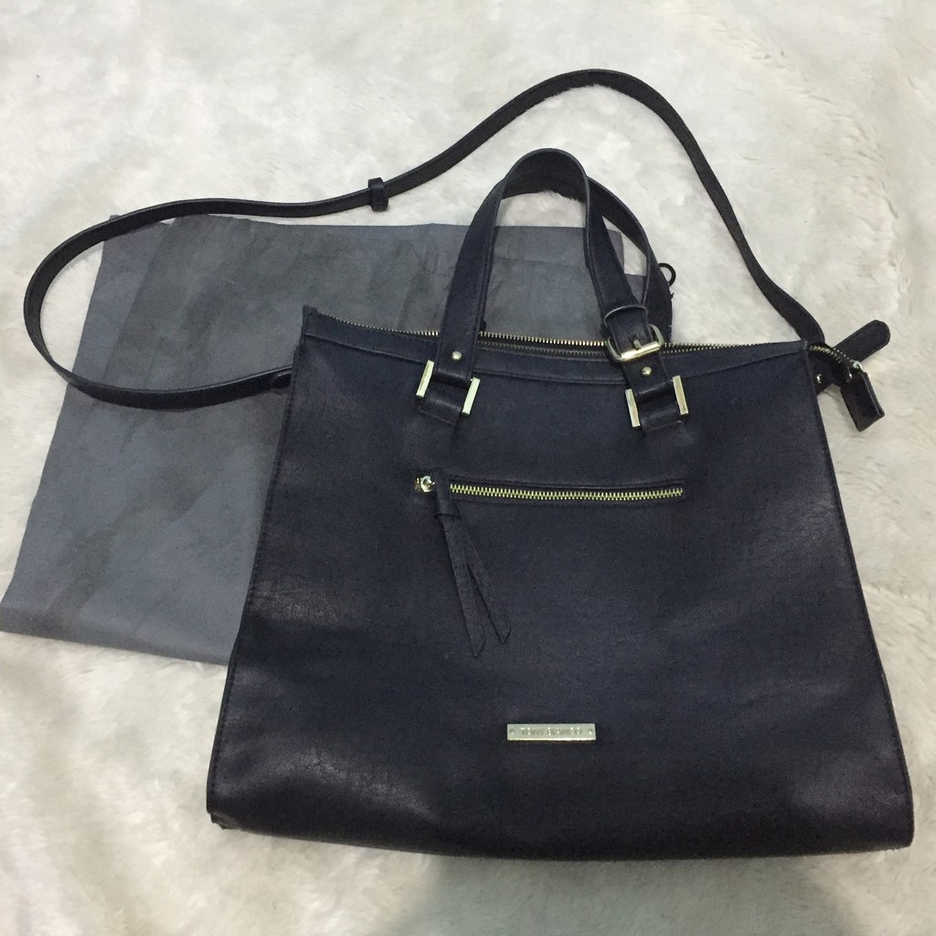 Tony bianco dark navy hand shoulder bag with long strap