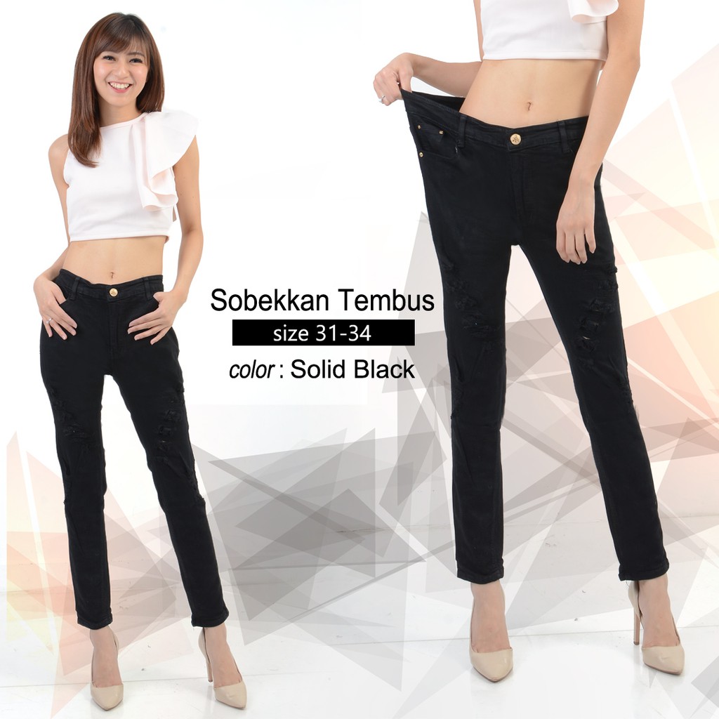 Khlove89 Celana  panjang Ripped Sobek  Jumbo  Jeans  Pants 