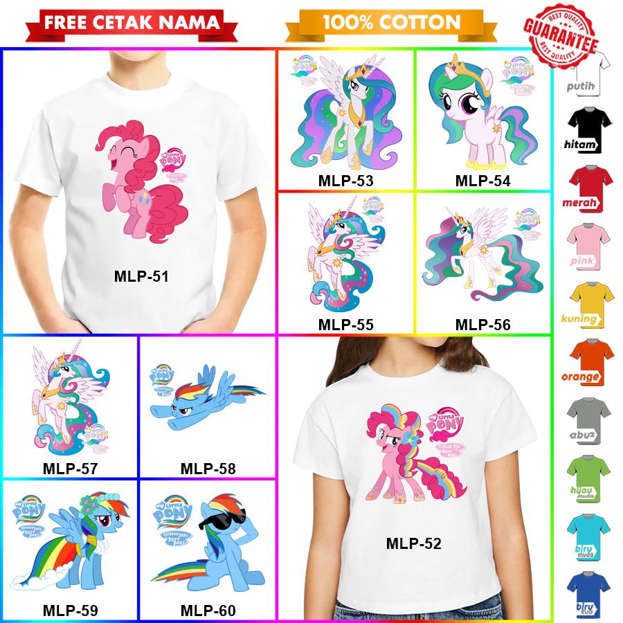 [FREE NAMA!!] Kaos Baju COUPLE  ANAK DAN DEWASA MY LITTLE PONY MLP BANYAK MOTIF