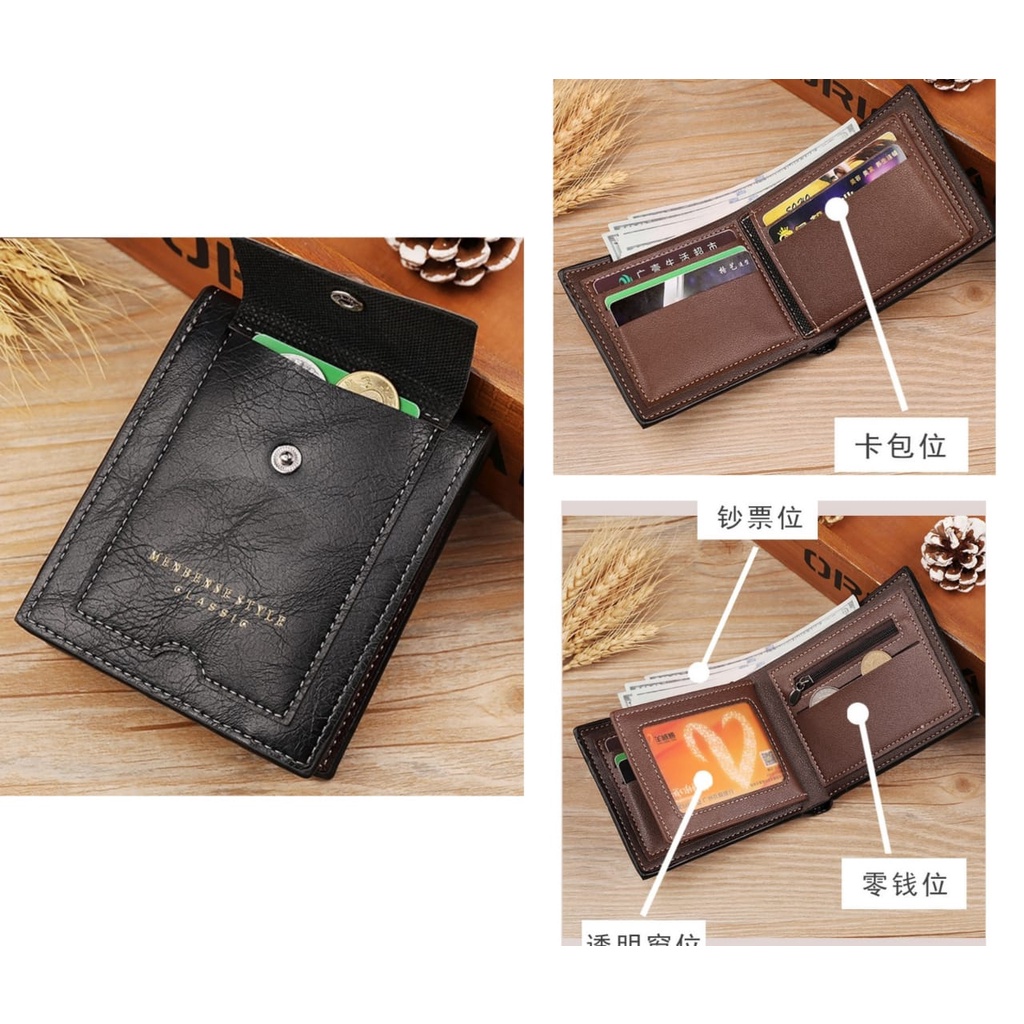 DOMPET IMPORT LIPAT PRIA KULIT PREMIUM HITAM ALATA WA320B5 COWOK KARTU KECIL BRANDED MURAH KEREN ORI