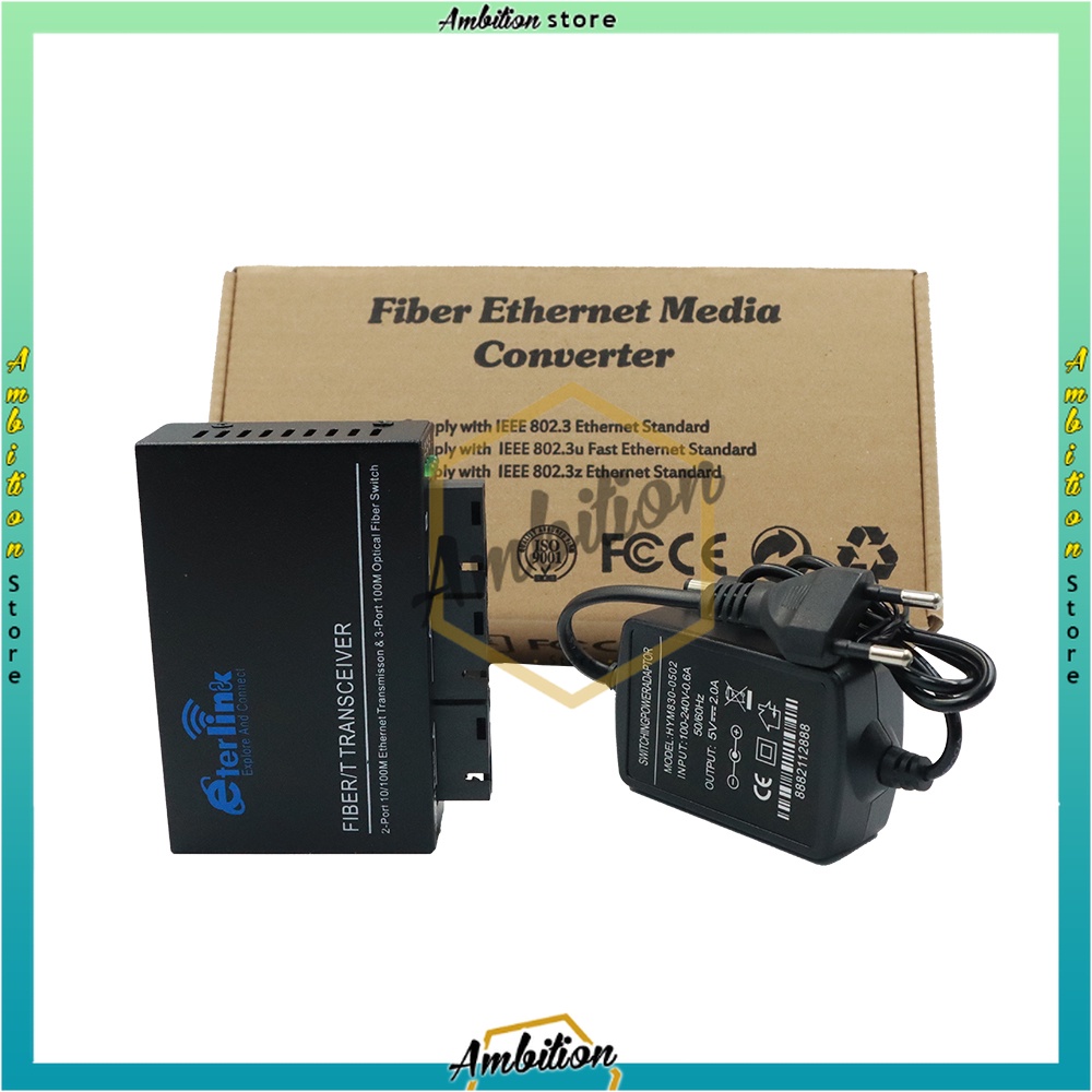 Switch Ethernet Media Fiber Optik Mode Tunggal 2 Rj45 Dan 3 Sc Port 10 100m Import LANGSUNG