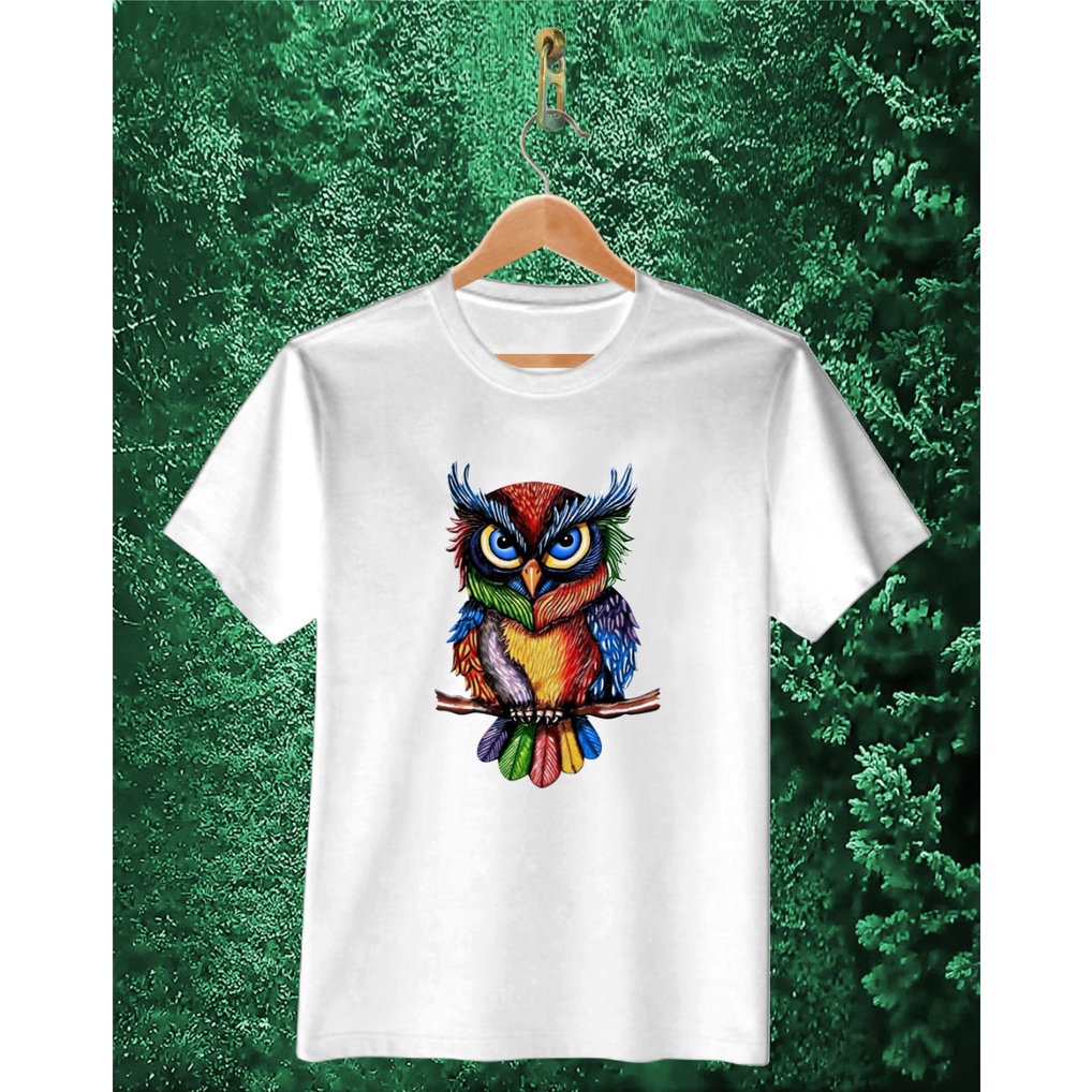 Kaos murah Kaos distro murah baju  distro pria t-shirt murah combed30s perfect human owl pelangi