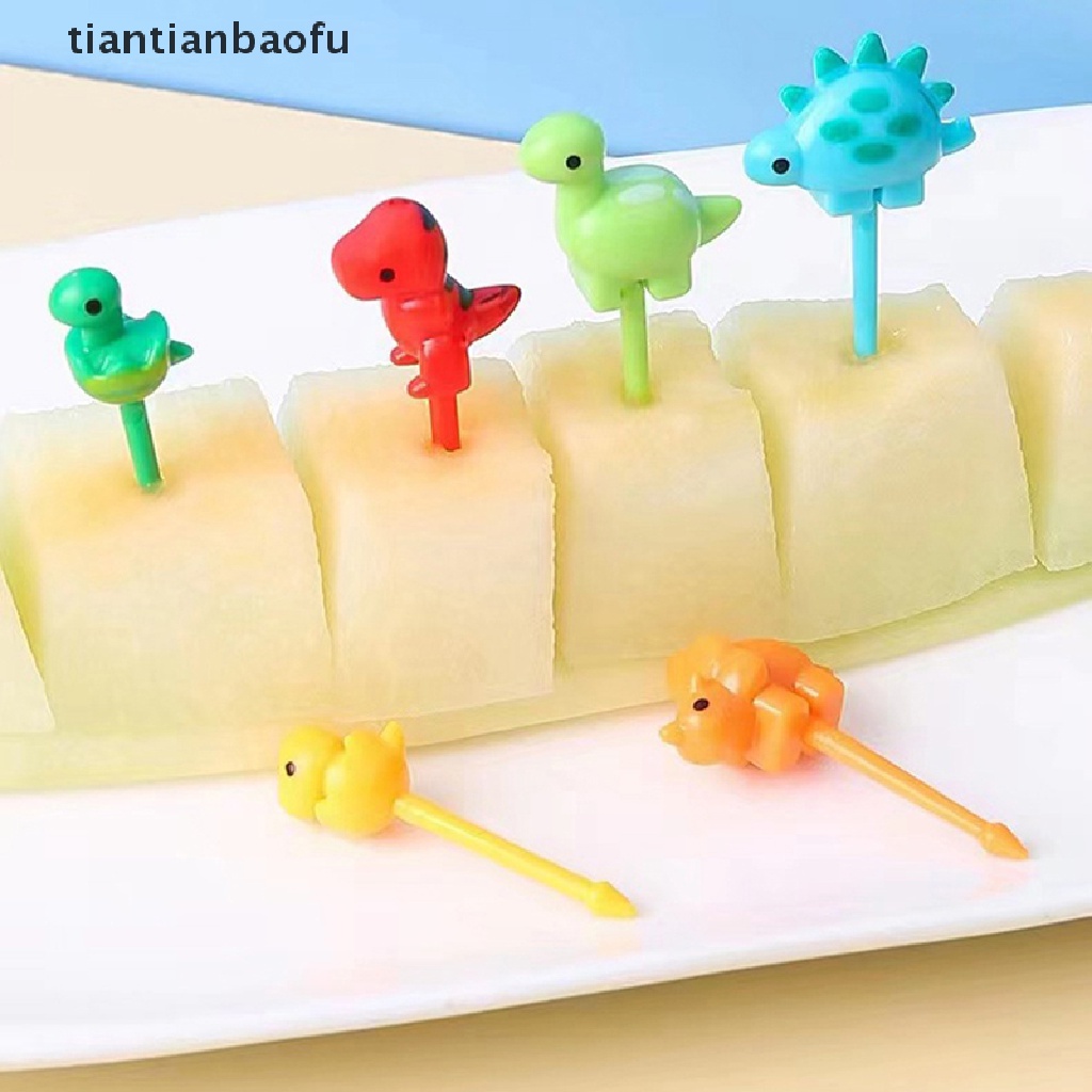 6pcs Garpu Buah / Kue / Dessert Mini Desain Kartun Hewan Dinosaurus Untuk Anak