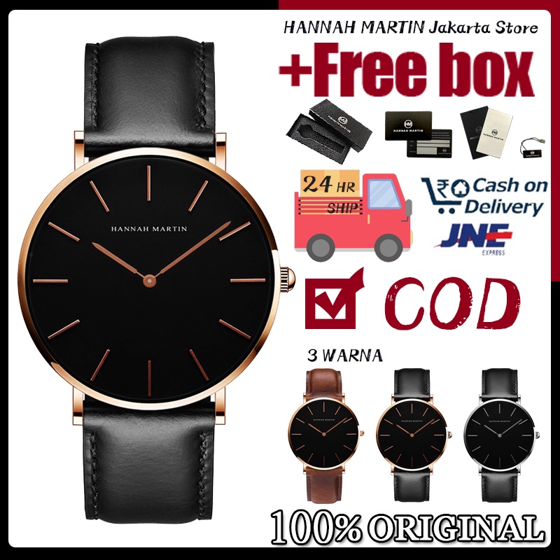 PROMO Hannah Martin Jam Tangan Pria Sangat tipis 100% Original Tangan Cowok Quartz Laki Mursh Arloji