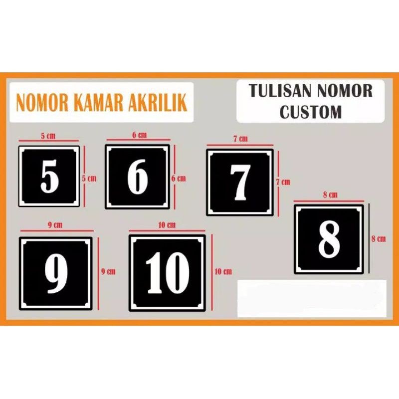 Nomor  kamar , nomor penginapan, nomor rumah akrilik