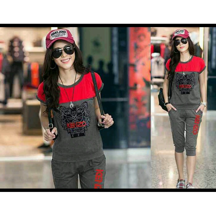setelan casual kenzo red abu