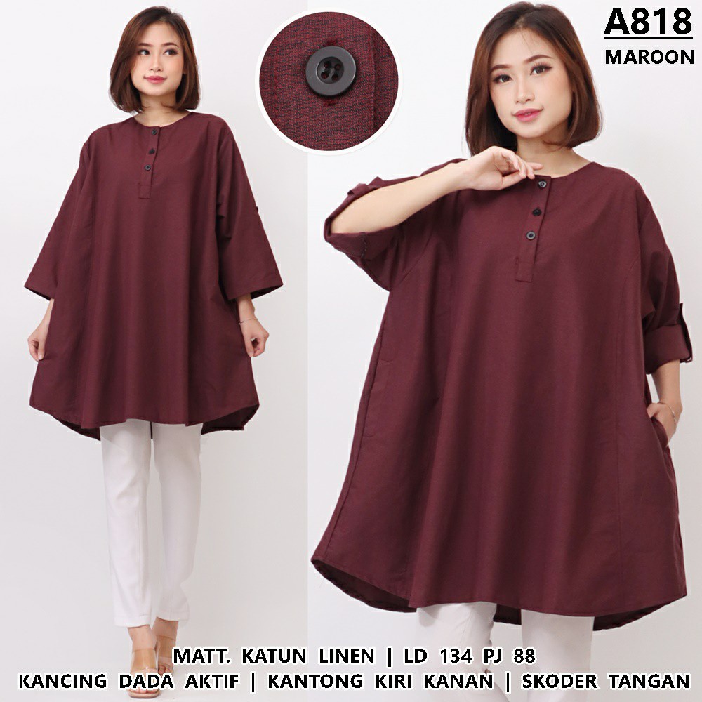 WSE390 - Blouse JUMBO XXXL Dress Jumbo Tunik Jumbo Atasan Jumbo Wanita BIG SIZE Fiona UK 3XL LD 134 CM PJ 88 CM Katun Supernova PREMIUM QUALITY