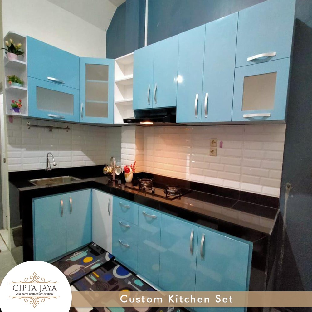 Kitchen Set HPL Kayu Kitchen Set Custom Rak Piring Pintu Lemari Dapur Modern Minimalis Shopee Indonesia