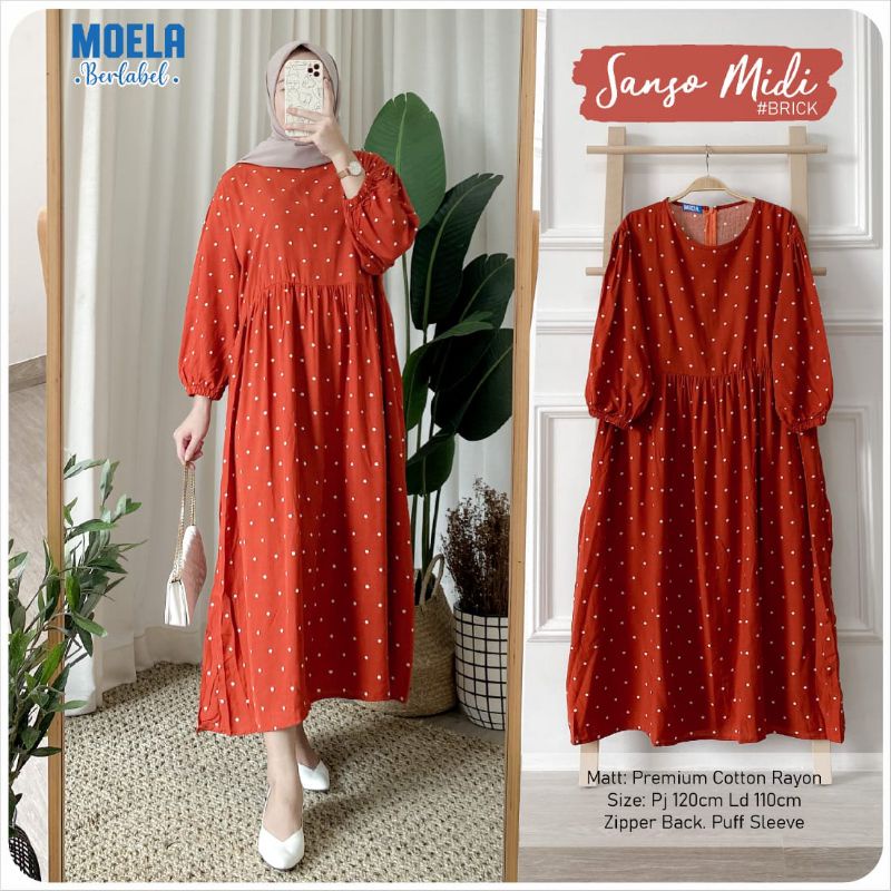 Sanso Midi Dress - NYAMAN, BAHAN PREMIUM, DINGIN by MOELA