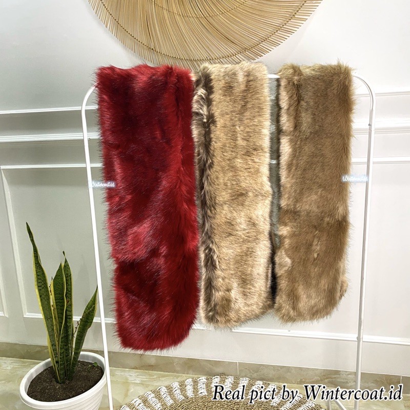 READY INDONESIA Faux fur scarf shawl syal bulu winter pashmina musim dingin tebal import hangat