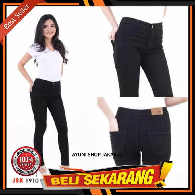 Celana Jeans Wanita / Celana Highwaist Cewek 1910 Celana Levis Wanita - Hitam, 27 .