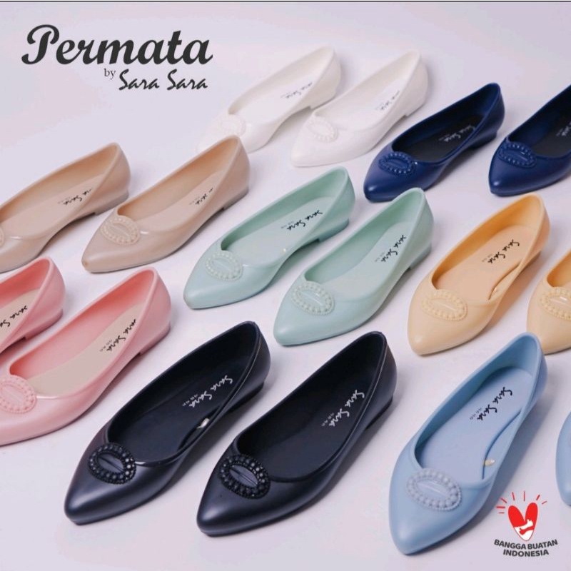 Flatshoes SaraSara Permata & Gucci / Sepatu Jelly Kekinian Fashion Wanita Terbaru / Sepatu Kerja