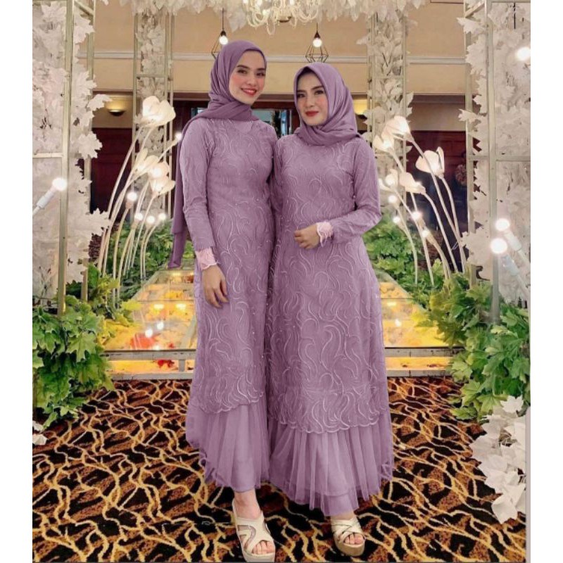 GERYN - DRESS GAMIS BAJU PESTA BRUKAT IMPORT S M L XL XXL JUMBO PREMIUM RENDA BRUKAT BROKAT IMPORT F