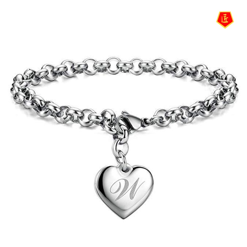 [Ready Stock]New Creative Heart-Shaped 26 Alphabet Bracelet