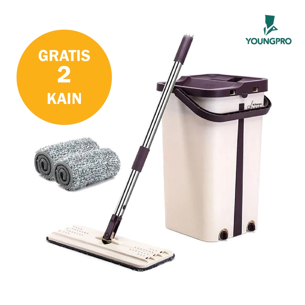 YOUNGPRO ALAT PEL LANTAI PRAKTIS ULTRA MICROFIBER MOP Dry&amp;Wash 2 SEKAT BUCKET + kain pel MULTIPURPOSE CLEANING MOP SCM-01