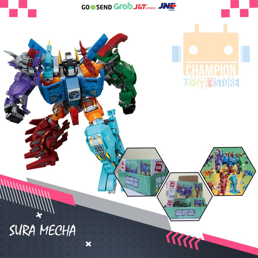 Lego Block Transformer Dinobot Sura Mecha Bricks Lego Transformers 6in1 | Mainan Anak Lego Robot