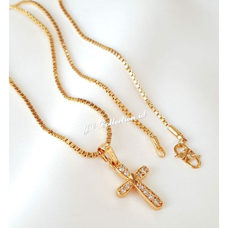 Kalung Salib Xuping Impor Kalung Xuping Kalung Salib Permata Lapis emas 18k xuping yaxiya