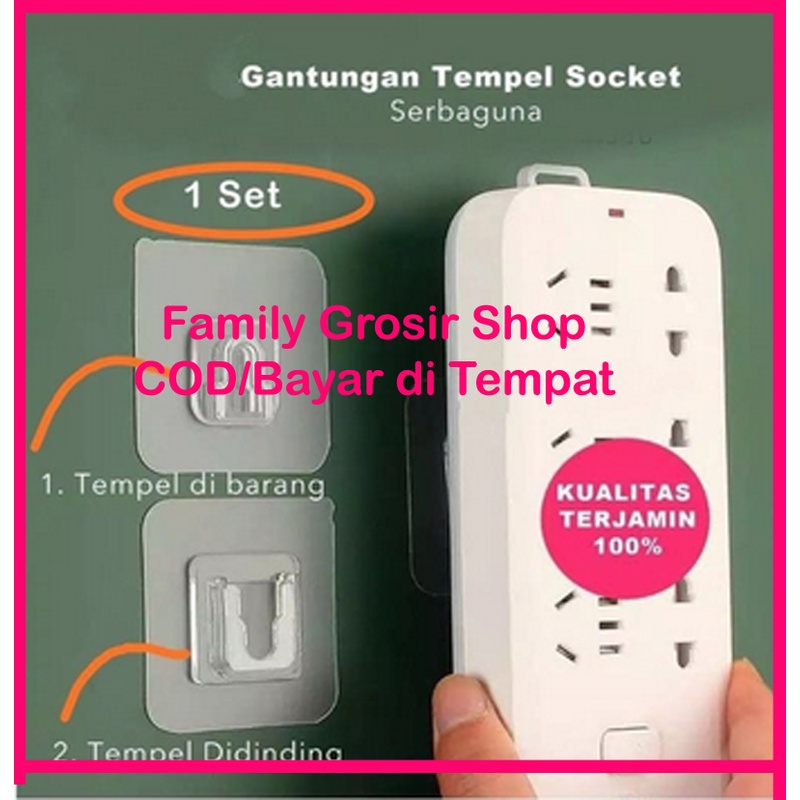 1 Pasang GANTUNGAN TEMPEL SOCKET HOOK TRANSPARAN Gantungan Male Female