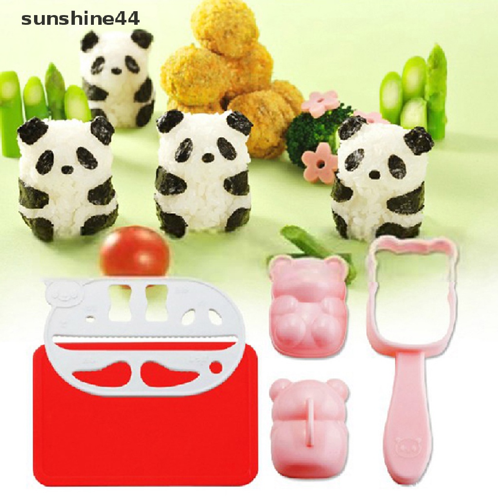 Sunshine Set Cetakan Sushi / Onigiri / Bento Bentuk Panda 3D DIY