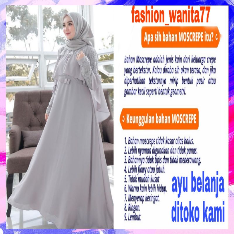 Gamis dress baju pakaian busana fashion brokat tile wanita muslim remaja syafira syar'i gaun kondang