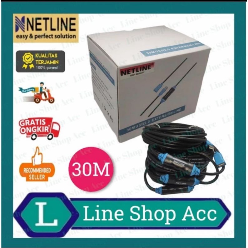 Kabel Usb 2.0 Extension Aktif 30 Meter Netline Cable Usb Extension Aktive / Usb Extender Active