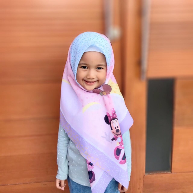 VOAL PRINTING ANAK MOTIF MINIEMOUSE LUCU / HIJAB ANAK LUCU / JILBAB ANAK KARAKTER/ KERUDUNG ANAK