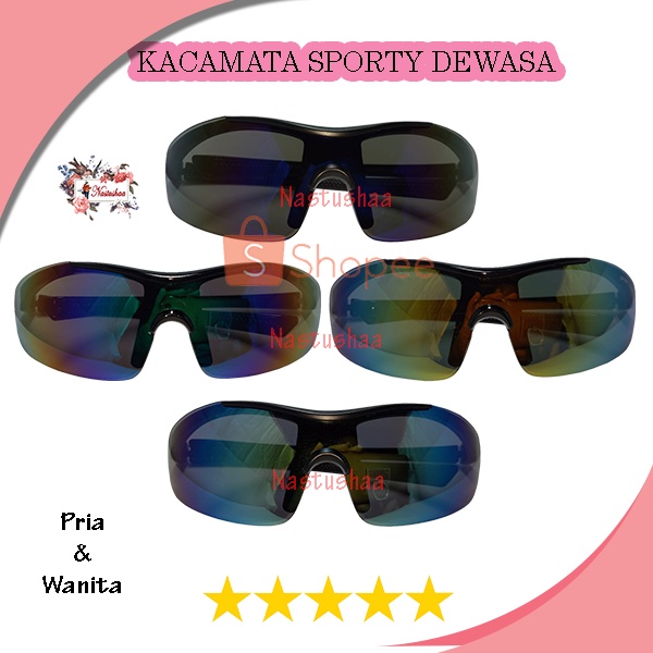 (READY COD) Kacamata Santai Bersepeda Outdoor Sport Lensa Mirror Sunglasses Man / Woman Kaca mata Sepeda Sporty Wraparounds
