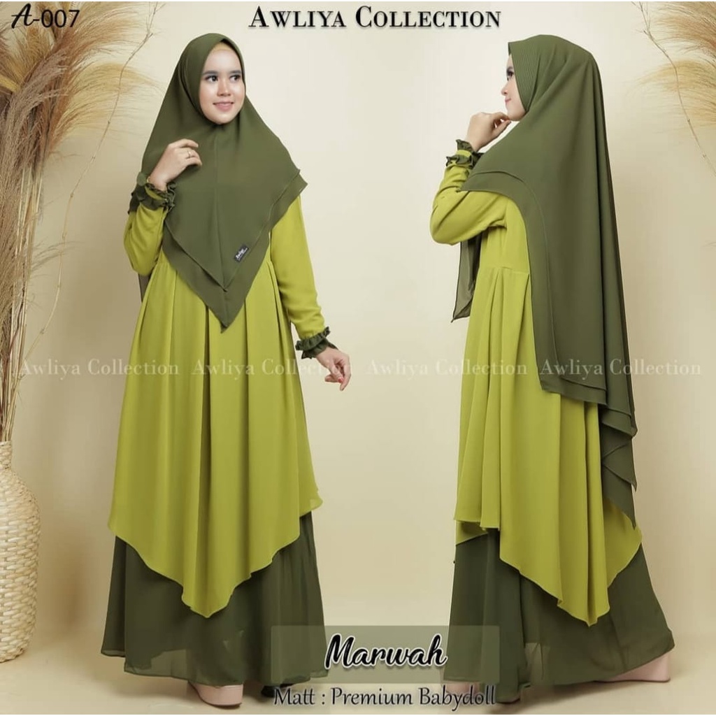 MARWAH SYAR'I ORIGINAL ALIYAR BY AWLIYA // PREMIUM CERUTTY BABYDOLL // GAMIS SET AWLIYA // BUSUI FRI